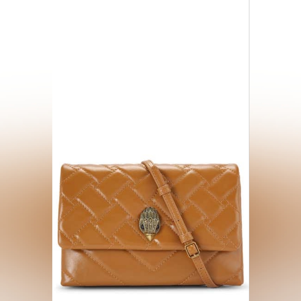 Kurt Geiger London Kensington Duet Quilted Leather Crossbody Bag, MEDIUM BROWN